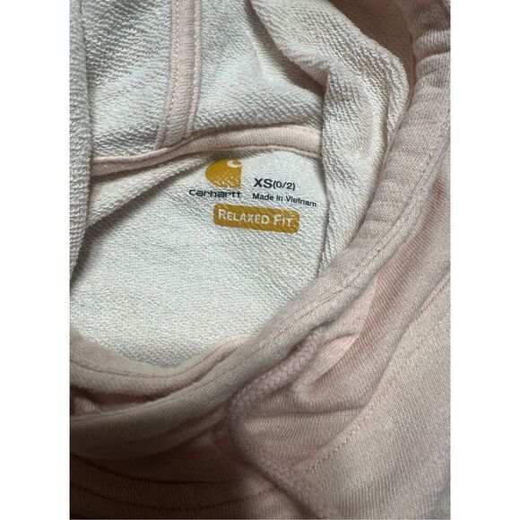 Women’s Peach Carhartt Cross Neck Relaxed Fit Hoodie Size Extra Small - Picture 6 of 7